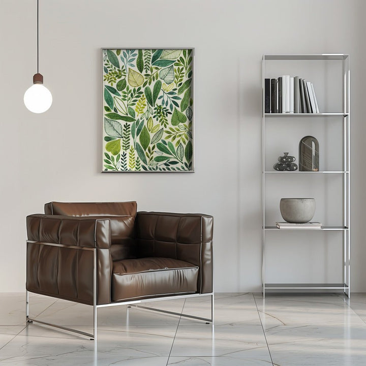 Green Leaves In Various Shapes - Stretched Canvas, Poster or Fine Art Print - I Heart Wall Art - Poster Print, Canvas Print or Framed Art Print