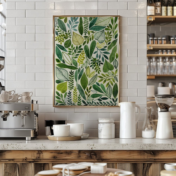 Green Leaves In Various Shapes - Stretched Canvas, Poster or Fine Art Print - I Heart Wall Art - Poster Print, Canvas Print or Framed Art Print