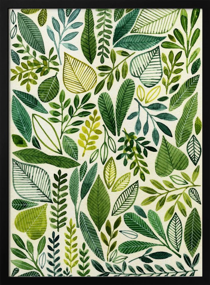 Green Leaves In Various Shapes - Stretched Canvas, Poster or Fine Art Print - I Heart Wall Art - Poster Print, Canvas Print or Framed Art Print