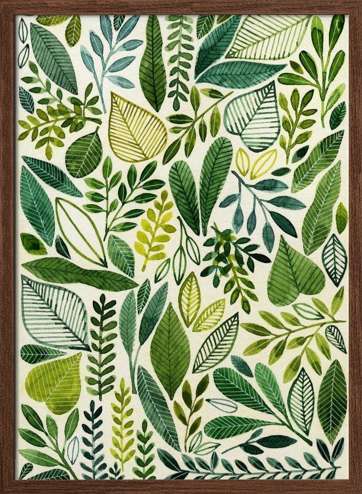 Green Leaves In Various Shapes - Stretched Canvas, Poster or Fine Art Print - I Heart Wall Art - Poster Print, Canvas Print or Framed Art Print