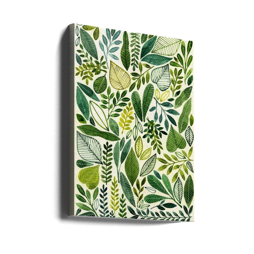 Green Leaves In Various Shapes - Stretched Canvas, Poster or Fine Art Print - I Heart Wall Art - Poster Print, Canvas Print or Framed Art Print