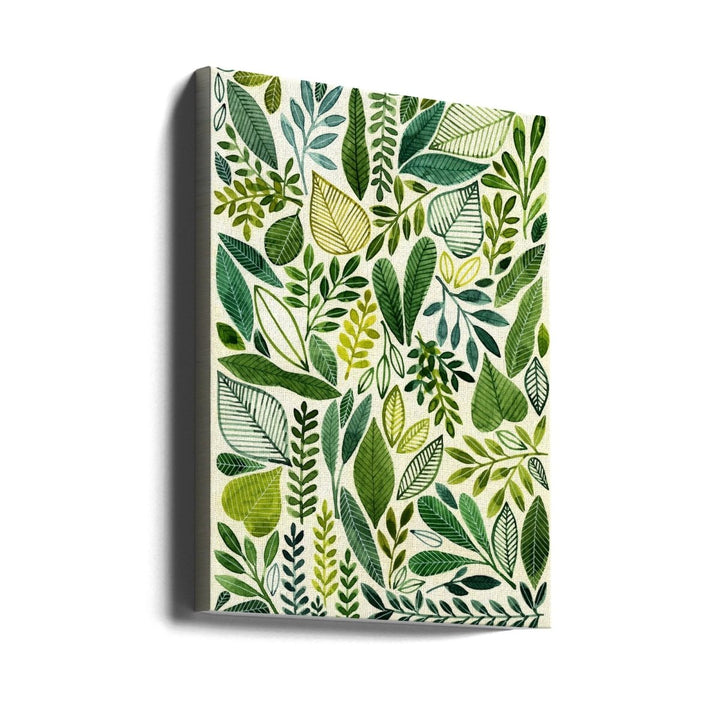 Green Leaves In Various Shapes - Stretched Canvas, Poster or Fine Art Print - I Heart Wall Art - Poster Print, Canvas Print or Framed Art Print