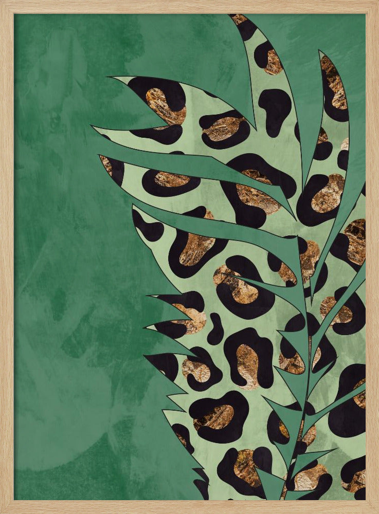 Green leopard print palm leaf - Stretched Canvas, Poster or Fine Art Print I Heart Wall Art