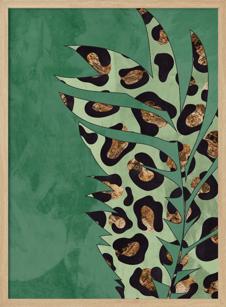 Green leopard print palm leaf - Stretched Canvas, Poster or Fine Art Print I Heart Wall Art