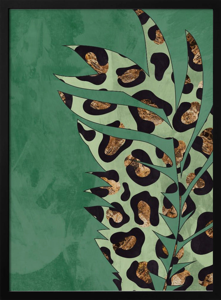 Green leopard print palm leaf - Stretched Canvas, Poster or Fine Art Print I Heart Wall Art