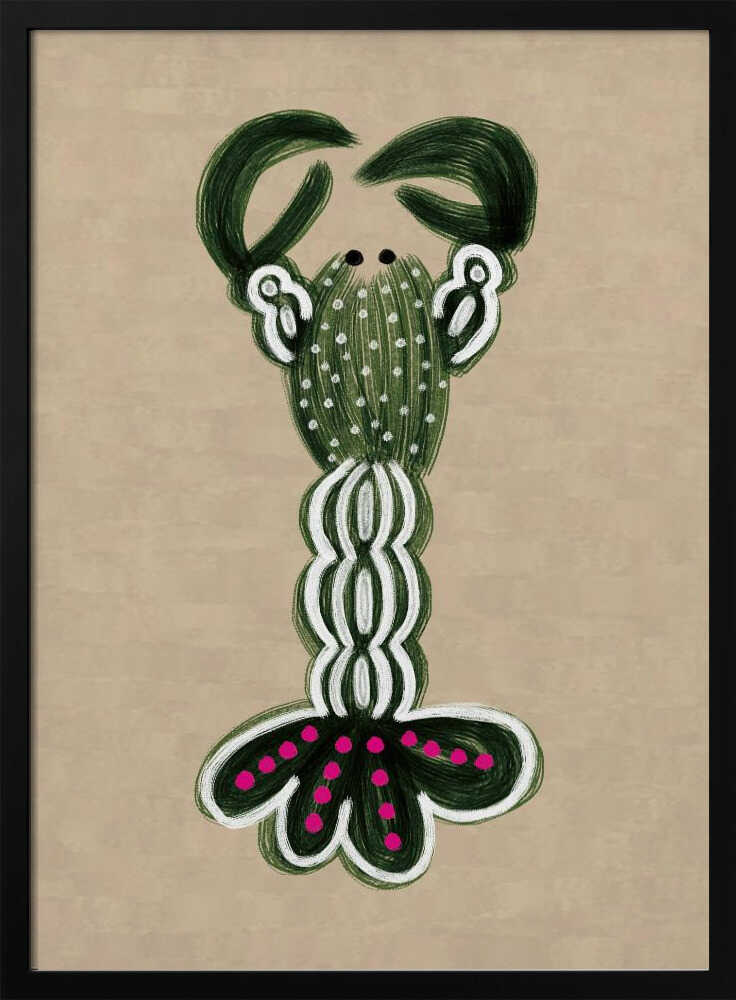 GREEN LOBSTER - Stretched Canvas, Poster or Fine Art Print - I Heart Wall Art - Poster Print, Canvas Print or Framed Art Print