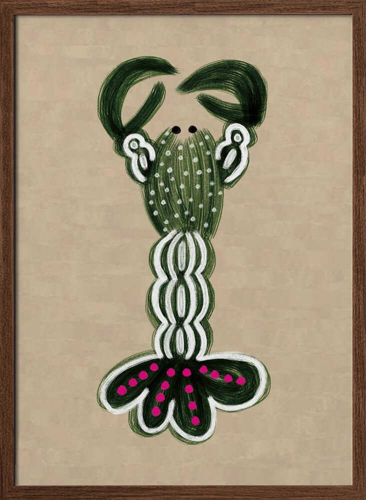 GREEN LOBSTER - Stretched Canvas, Poster or Fine Art Print - I Heart Wall Art - Poster Print, Canvas Print or Framed Art Print