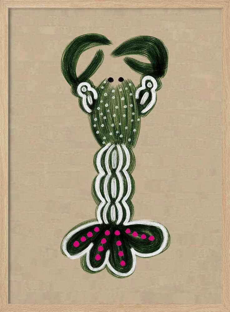 GREEN LOBSTER - Stretched Canvas, Poster or Fine Art Print - I Heart Wall Art - Poster Print, Canvas Print or Framed Art Print
