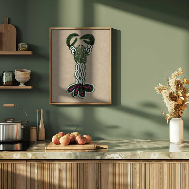 GREEN LOBSTER - Stretched Canvas, Poster or Fine Art Print - I Heart Wall Art - Poster Print, Canvas Print or Framed Art Print