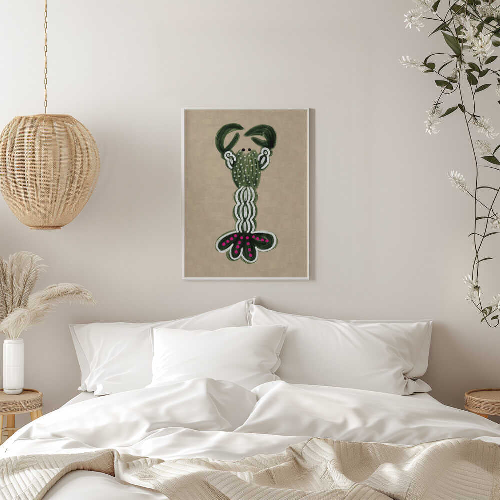 GREEN LOBSTER - Stretched Canvas, Poster or Fine Art Print - I Heart Wall Art - Poster Print, Canvas Print or Framed Art Print