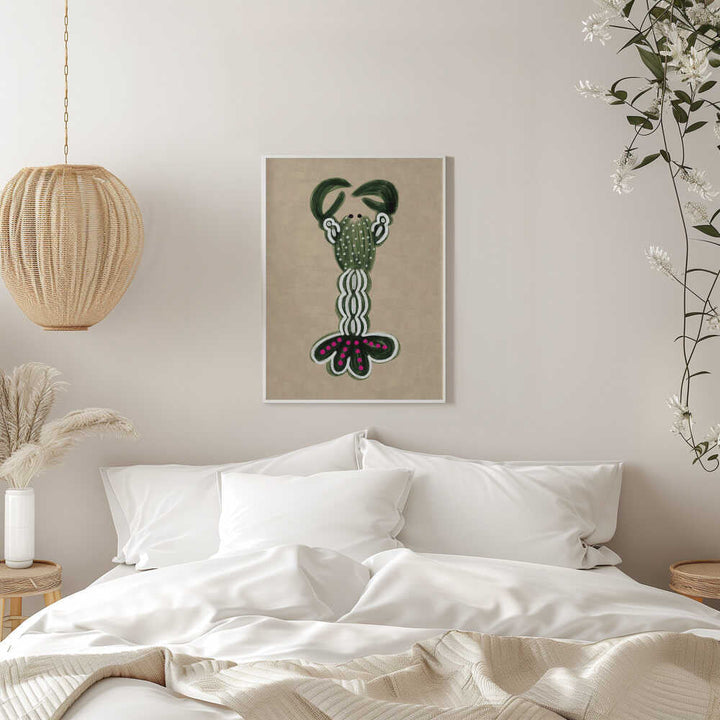 GREEN LOBSTER - Stretched Canvas, Poster or Fine Art Print - I Heart Wall Art - Poster Print, Canvas Print or Framed Art Print