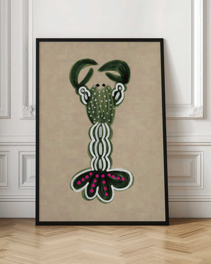 GREEN LOBSTER - Stretched Canvas, Poster or Fine Art Print - I Heart Wall Art - Poster Print, Canvas Print or Framed Art Print