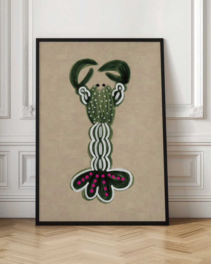 GREEN LOBSTER - Stretched Canvas, Poster or Fine Art Print - I Heart Wall Art - Poster Print, Canvas Print or Framed Art Print