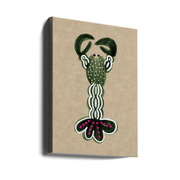 GREEN LOBSTER - Stretched Canvas, Poster or Fine Art Print - I Heart Wall Art - Poster Print, Canvas Print or Framed Art Print