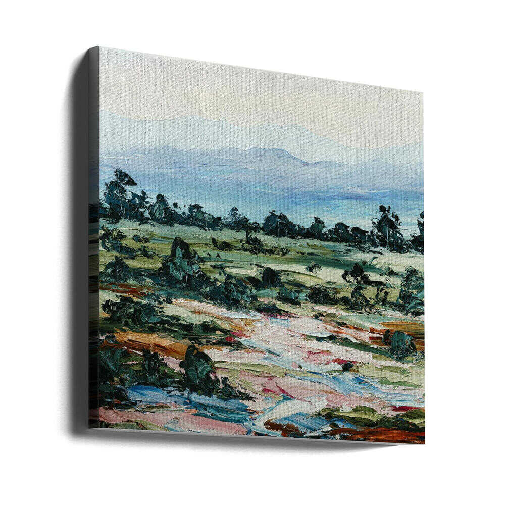 Green pastures by Angela Hawkey - Australian Landscape Square Stretched Canvas, Poster or Fine Art Print by Angela Hawkey - I Heart Wall Art - Poster Print, Canvas Print or Framed Art Print