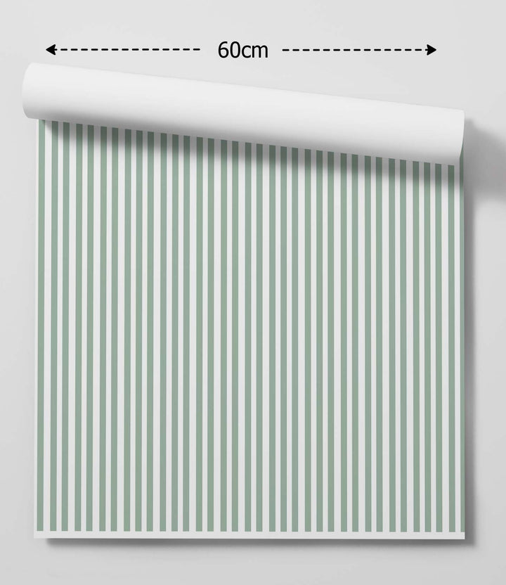Green Pinstripe - Thin Stripe Green and White Wallpaper I Heart Wall Art Australia