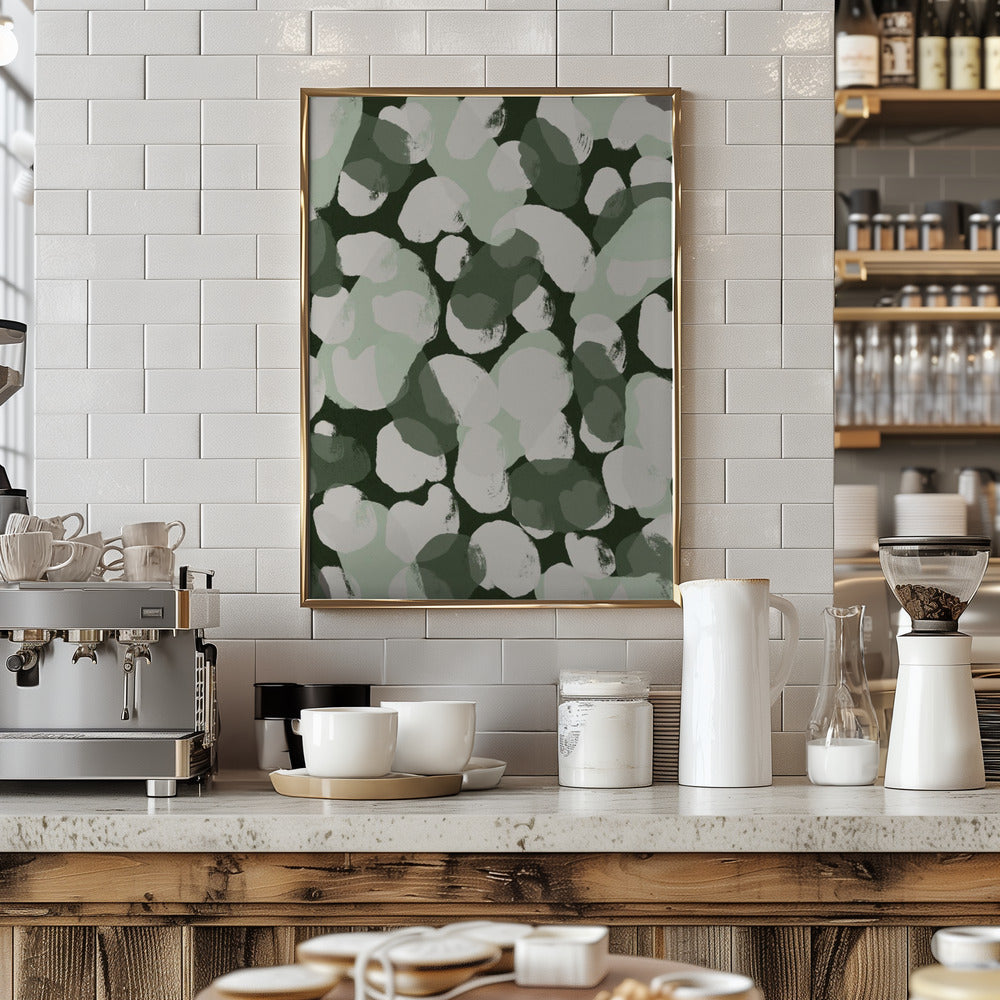 Green Round Strokes Pattern - Stretched Canvas, Poster or Fine Art Print I Heart Wall Art