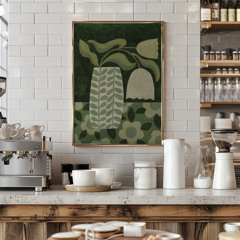 Green Tulip Still Life - Stretched Canvas, Poster or Fine Art Print - I Heart Wall Art - Poster Print, Canvas Print or Framed Art Print