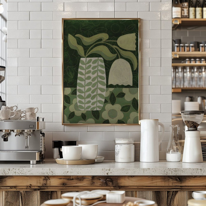Green Tulip Still Life - Stretched Canvas, Poster or Fine Art Print - I Heart Wall Art - Poster Print, Canvas Print or Framed Art Print