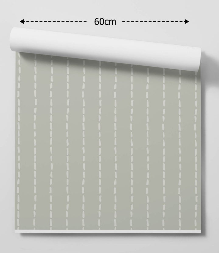 Grey/Green Dashed Wallpaper - Peel and Stick Removable Wallpaper - I Heart Wall Art - Poster Print, Canvas Print or Framed Art Print