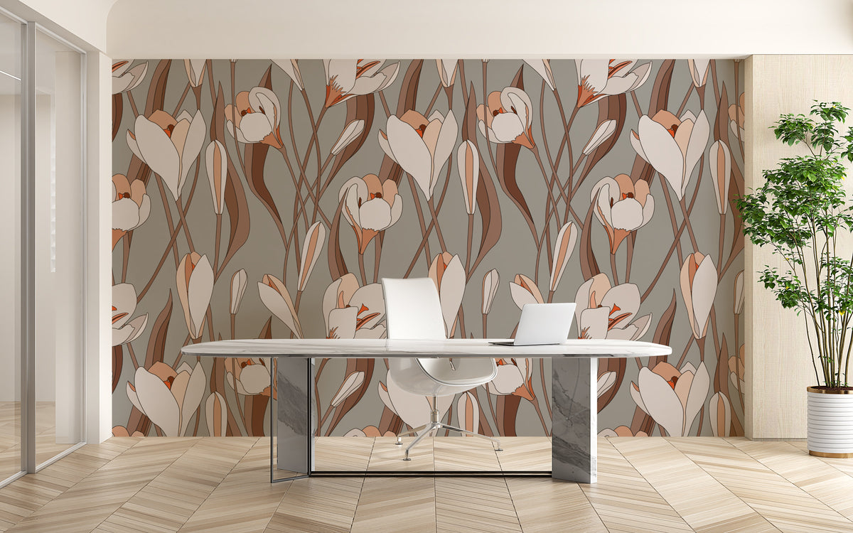 Grow Wild Wallpaper - Grey Floral Peel and Stick Removable