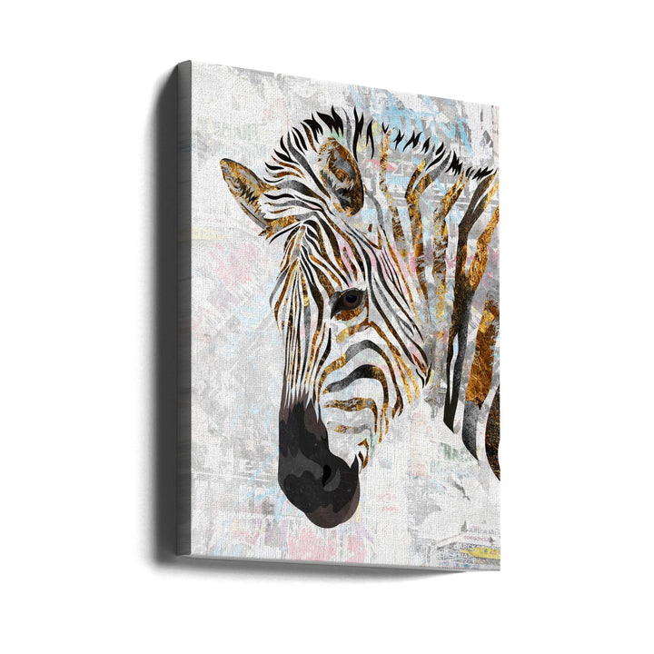 Grunge gold zebra - Stretched Canvas, Poster or Fine Art Print I Heart Wall Art