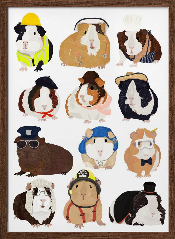 Guinea Pig Working Hr - Stretched Canvas, Poster or Fine Art Print I Heart Wall Art