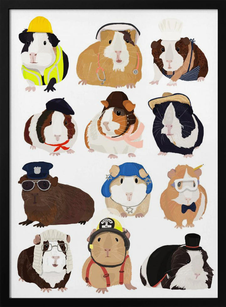 Guinea Pig Working Hr - Stretched Canvas, Poster or Fine Art Print I Heart Wall Art