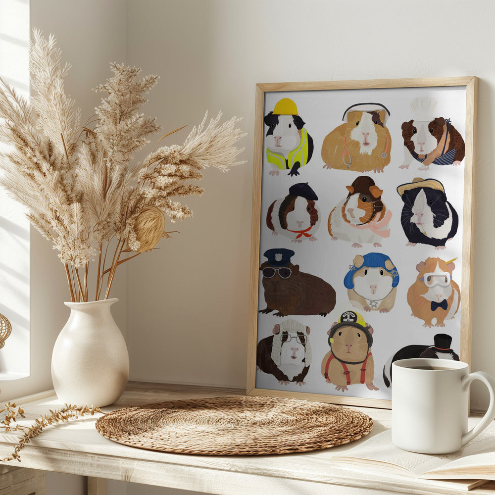 Guinea Pig Working Hr - Stretched Canvas, Poster or Fine Art Print I Heart Wall Art