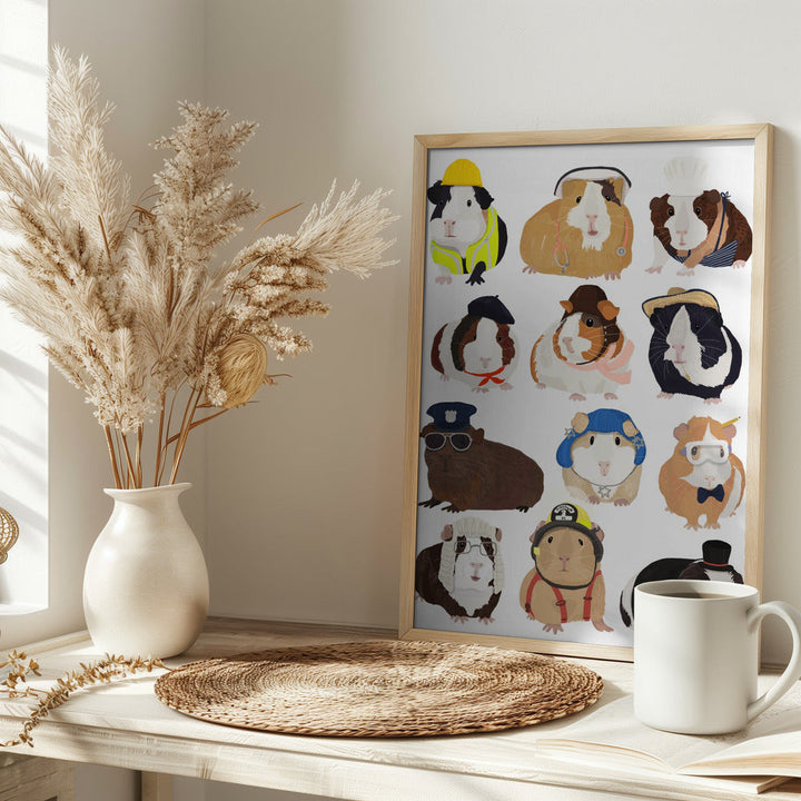 Guinea Pig Working Hr - Stretched Canvas, Poster or Fine Art Print I Heart Wall Art