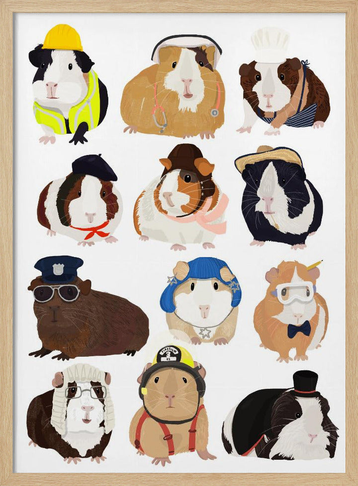 Guinea Pig Working Hr - Stretched Canvas, Poster or Fine Art Print I Heart Wall Art