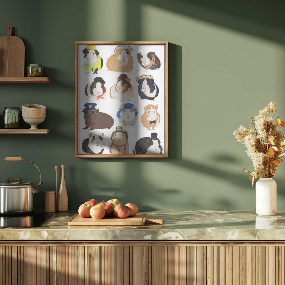 Guinea Pig Working Hr - Stretched Canvas, Poster or Fine Art Print I Heart Wall Art