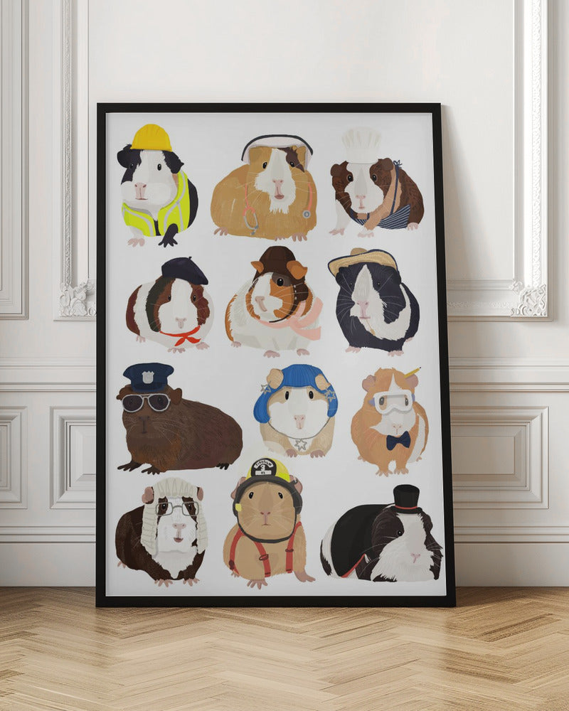 Guinea Pig Working Hr - Stretched Canvas, Poster or Fine Art Print I Heart Wall Art