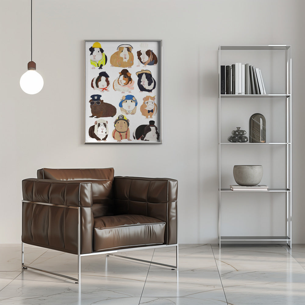 Guinea Pig Working Hr - Stretched Canvas, Poster or Fine Art Print I Heart Wall Art
