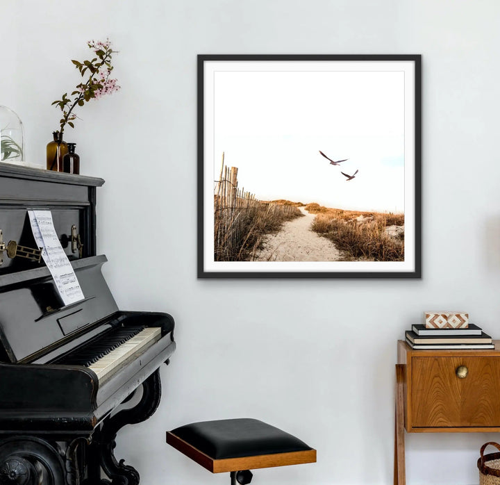 Gull Coast - Square Photographic Print With Golden Tones - I Heart Wall Art