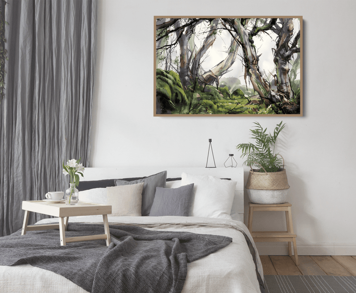 Gully - Watercolour Australian Eucalyptus Bush Nature Art Print - I Heart Wall Art - Poster Print, Canvas Print or Framed Art Print
