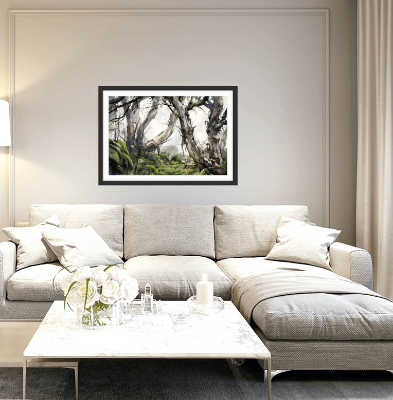 Gully - Watercolour Australian Eucalyptus Bush Nature Art Print - I Heart Wall Art - Poster Print, Canvas Print or Framed Art Print