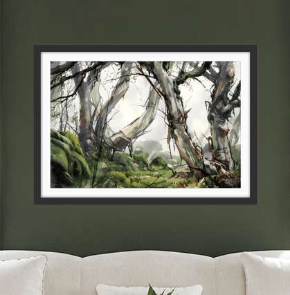 Gully - Watercolour Australian Eucalyptus Bush Nature Art Print - I Heart Wall Art - Poster Print, Canvas Print or Framed Art Print