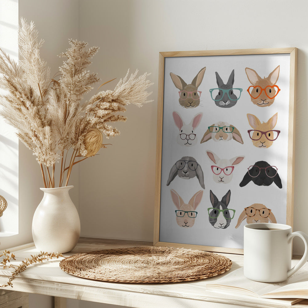 H Rabbits 2 - Stretched Canvas, Poster or Fine Art Print I Heart Wall Art