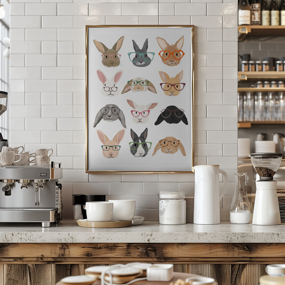 H Rabbits 2 - Stretched Canvas, Poster or Fine Art Print I Heart Wall Art