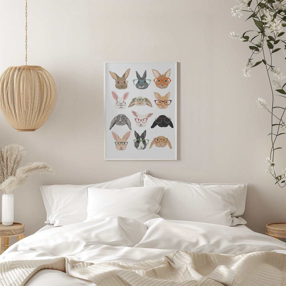 H Rabbits 2 - Stretched Canvas, Poster or Fine Art Print I Heart Wall Art