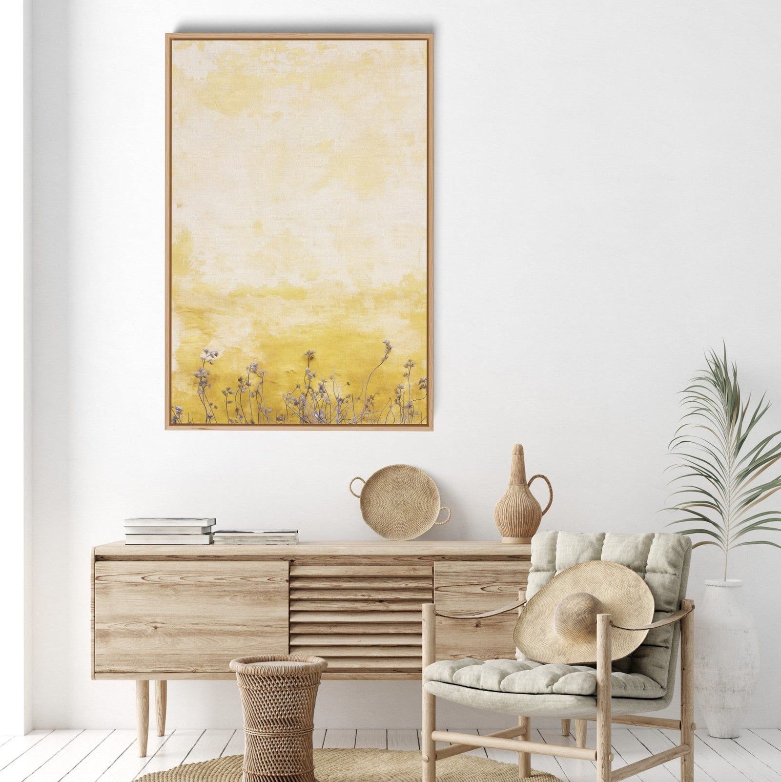 Halcyon Days - Floral Yellow Wall Art Print On Canvas Or Art Paper - I Heart Wall Art