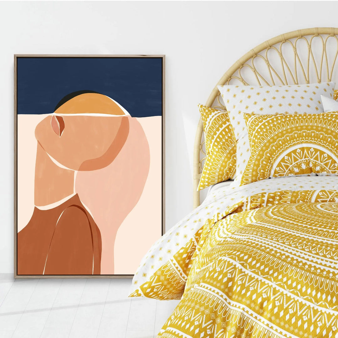 Half Face Half Sun by Ivy Green Illustrations - Stretched Canvas Print or Framed Fine Art Print - Artwork I Heart Wall Art Australia 