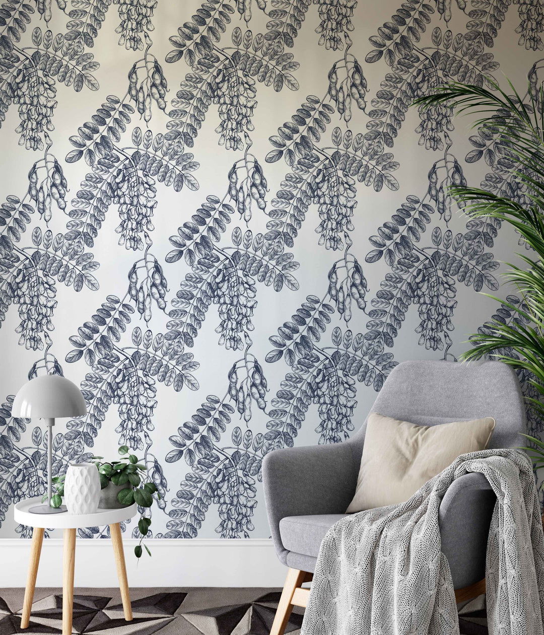 Hamptons Seedpod - Classic Coastal Navy Blue Wallpaper I Heart Wall Art Australia