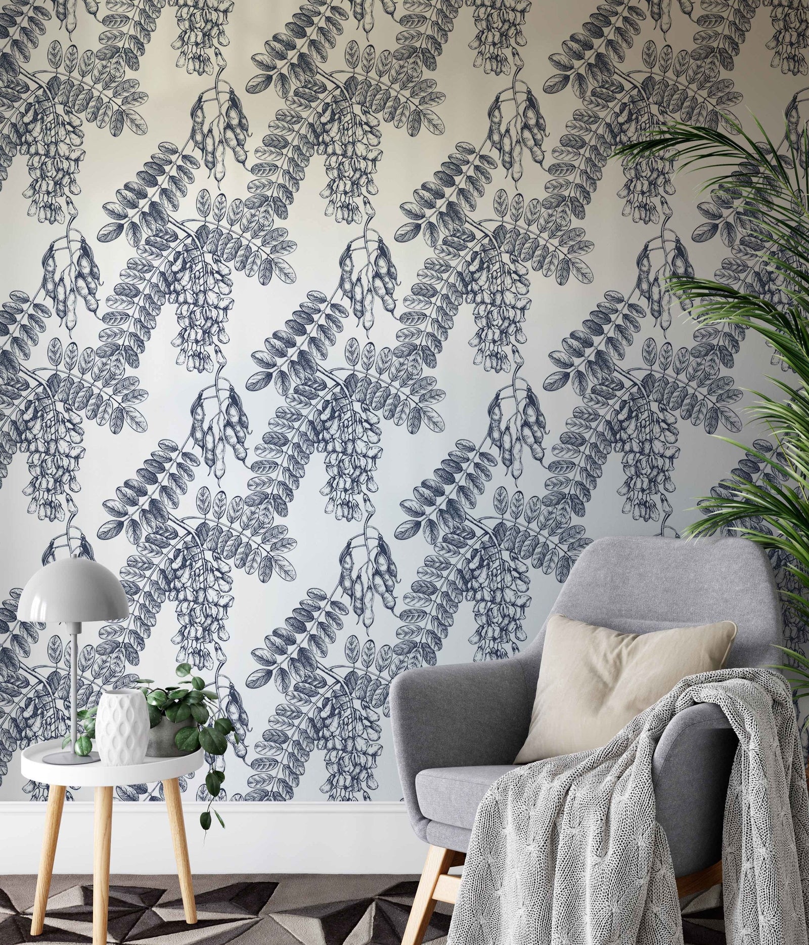 Hamptons Seedpod - Classic Coastal Navy Blue Wallpaper I Heart Wall Art Australia