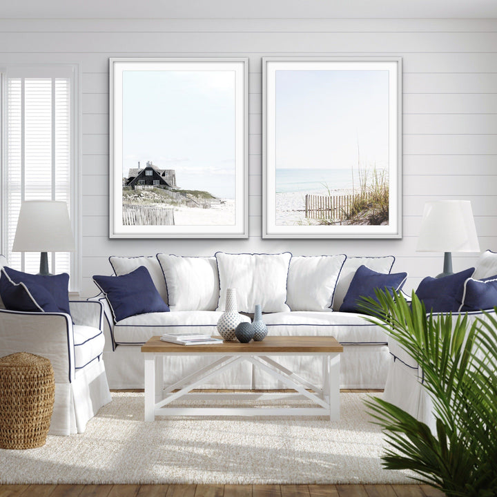 Hamptons Coast - Two Piece Coastal Photographic Print Set Diptych - I Heart Wall Art