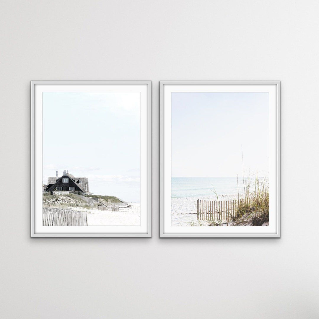 Hamptons Coast - Two Piece Coastal Photographic Print Set Diptych - I Heart Wall Art