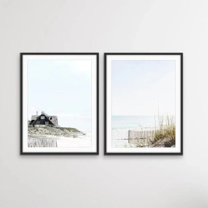 Hamptons Coast - Two Piece Coastal Photographic Print Set Diptych - I Heart Wall Art