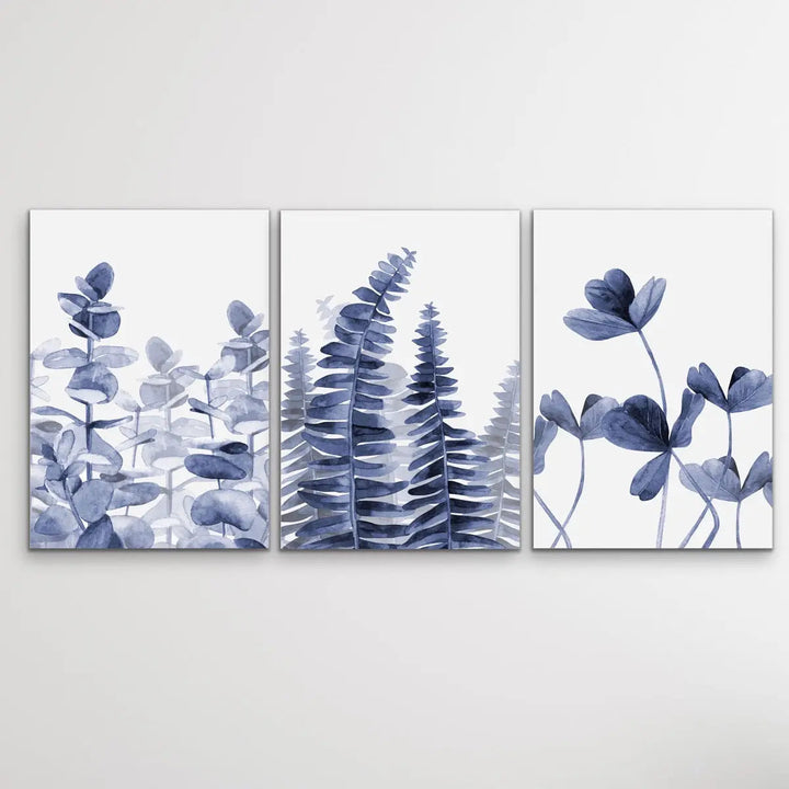 Hamptons Florals - Three Piece Blue Watercolour Original Hamptons Style Painting Set Triptych - I Heart Wall Art