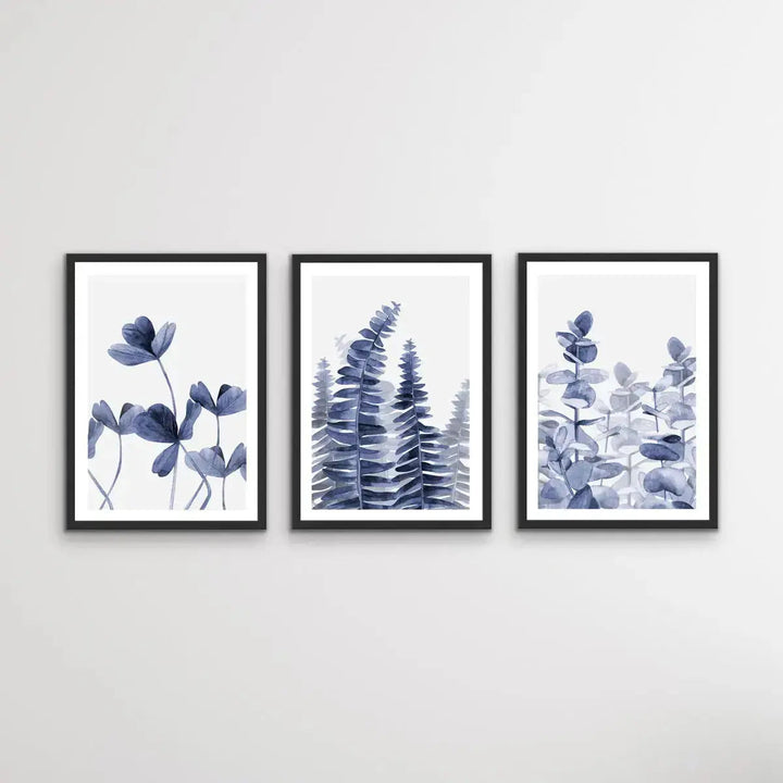 Hamptons Florals - Three Piece Blue Watercolour Original Hamptons Style Painting Set Triptych - I Heart Wall Art